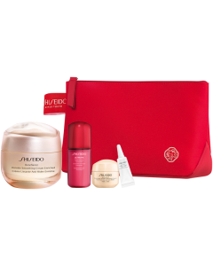 Shiseido Benefiance Set = Smoothing Cream Enriched 50 ml + Ultimune Power Infusing Concentrate 10 ml + Overnight Cream 15 ml + Eye Cream 2 ml