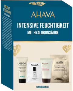Ahava Time to Hydrate Face Care Trial Kit = Hyaluronic Acid 24/7 Cr.15 ml+Hyaluronic Acid Serum 3ml+Osmoter Conc.Reviving Eye Patch+Mineral Hand Cr. 40 ml