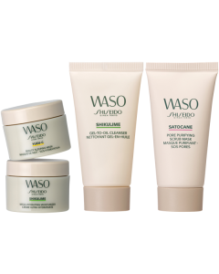Shiseido Waso Holiday Kit = Gel-to-Oil Cleanser 30ml + Mega Hydr. Moistu. 15ml + Beauty Sleep. Mask 15ml + Pore Purif. Scrub Mask 30ml