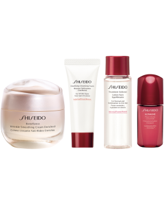 Shiseido Benefiance Enriched Holiday Kit = Wrinkle Smooth.Cream Enr.50 ml + D-Prep Cl.Cleans.Foam 15 ml + D-Prep Treat.Softener 30 ml + UTM P.Inf.Conc.10 ml